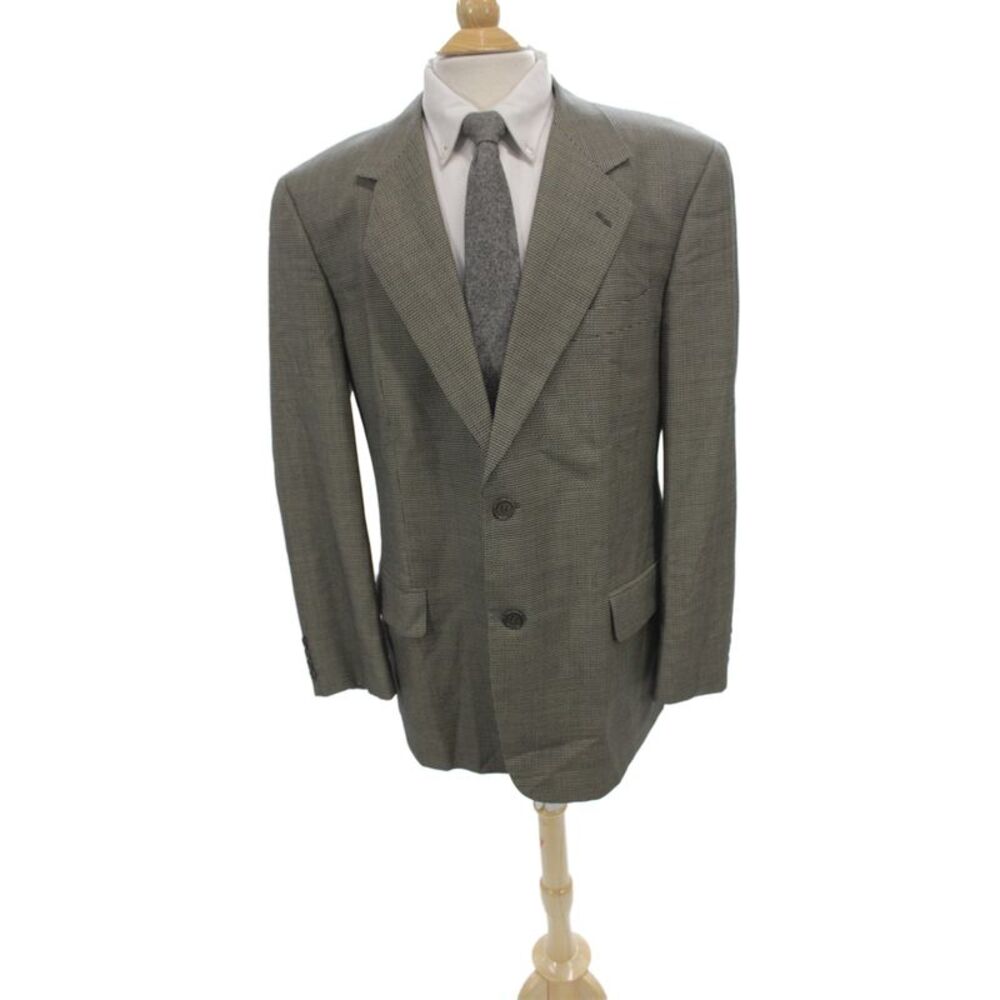 Valentino Uomo Mens Gray Rayon Check Blazer Button Size 42